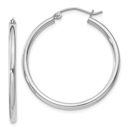 Sterlingsilber Rhodiniert 2mm Rund Creolen