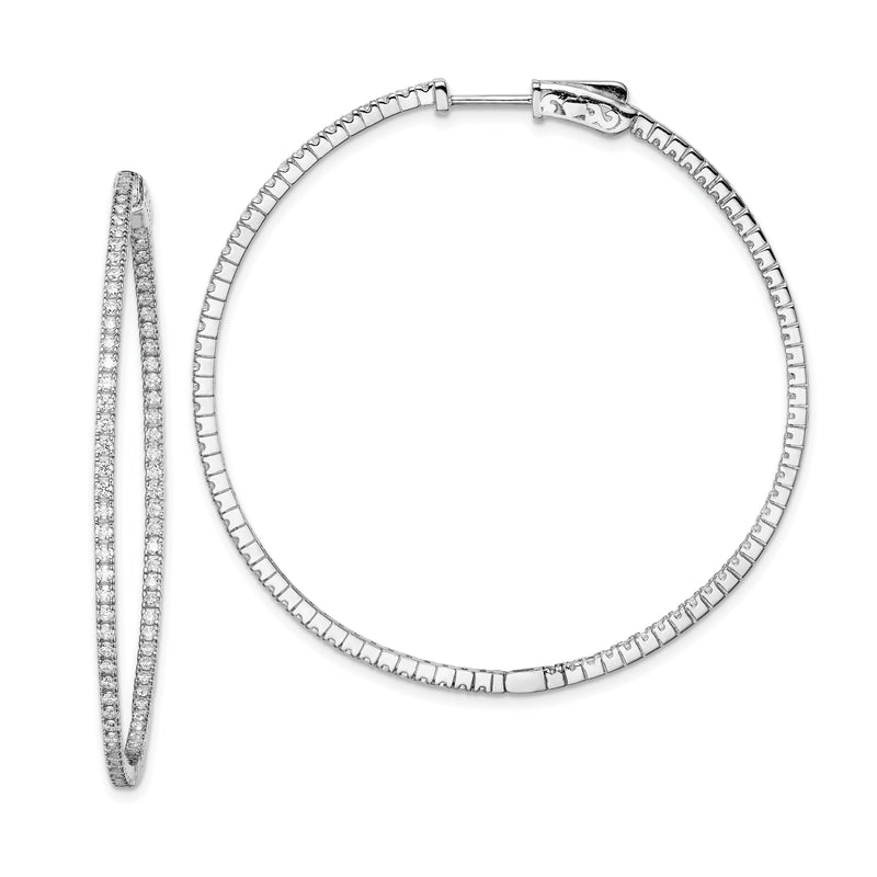 Sterlingsilber Schimmernd Rhodiniert 162 Stein 1.2mm Zirkonia in und Außen Rund Klappbar Creolen