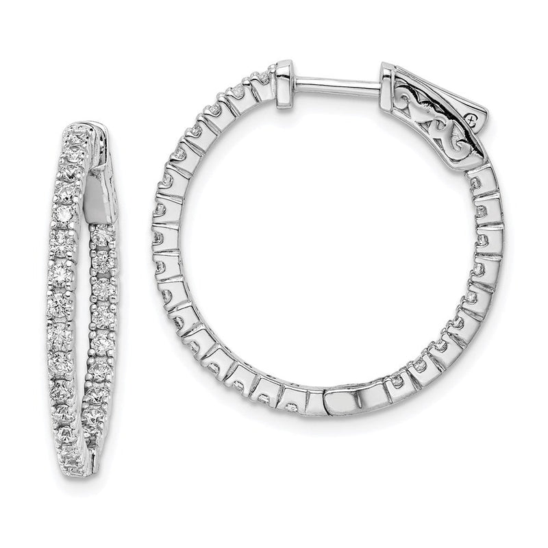 Sterlingsilber Schimmernd Rhodiniert 50 Stein 1.75mm Zirkonia in und Außen Rund Klappbar Creolen