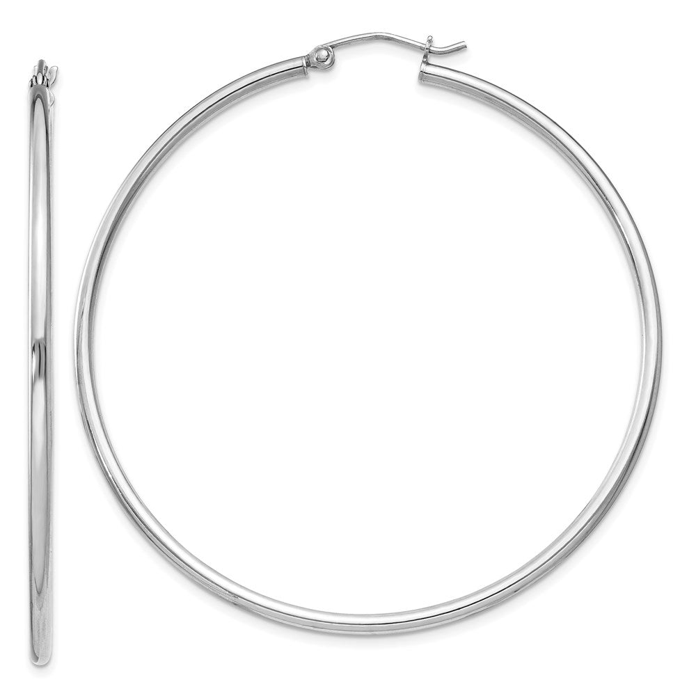 Sterlingsilber Rhodiniert 2mm Rund Creolen