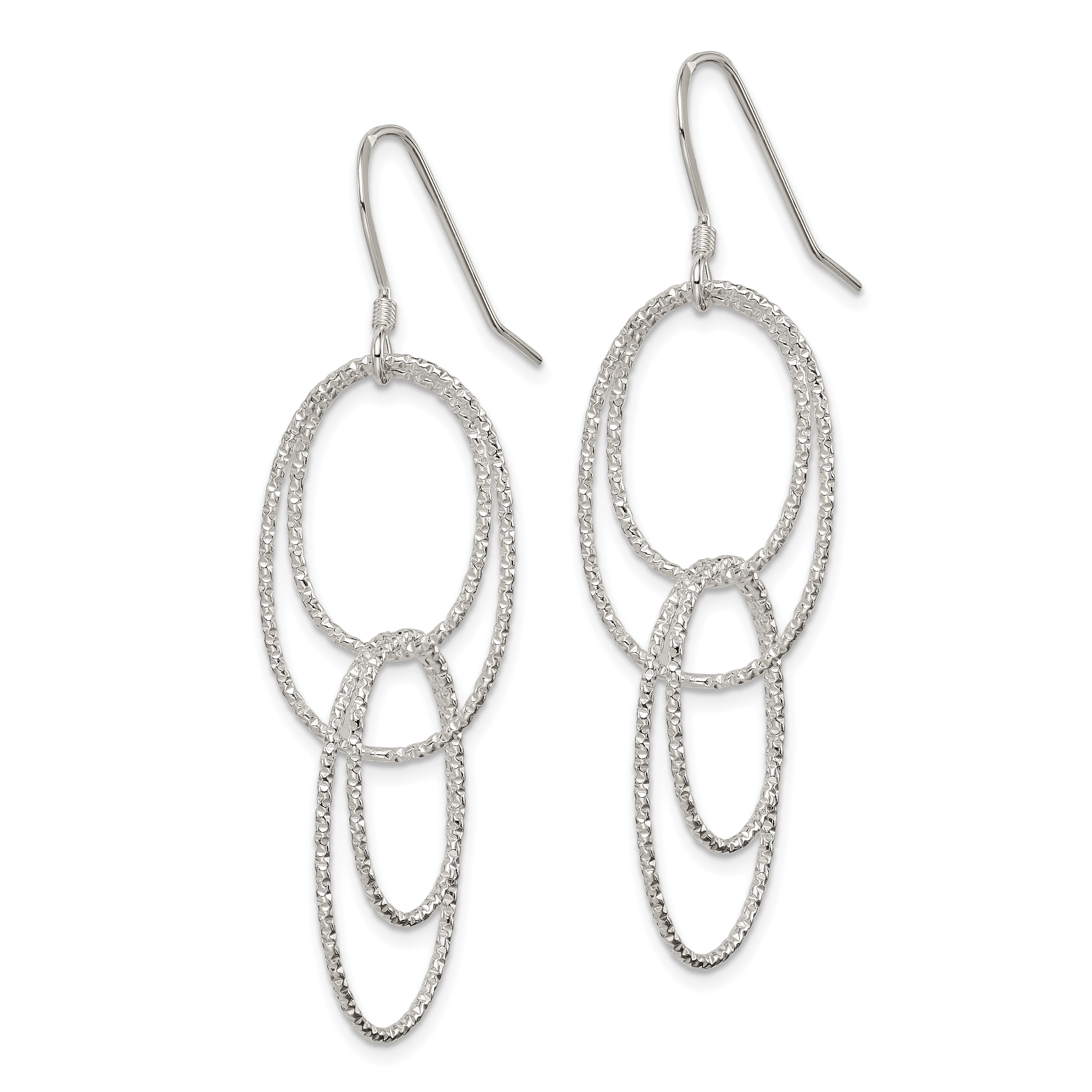 Sterlingsilber Strukturiert Multi Intertwined Ovals Ohrhänger