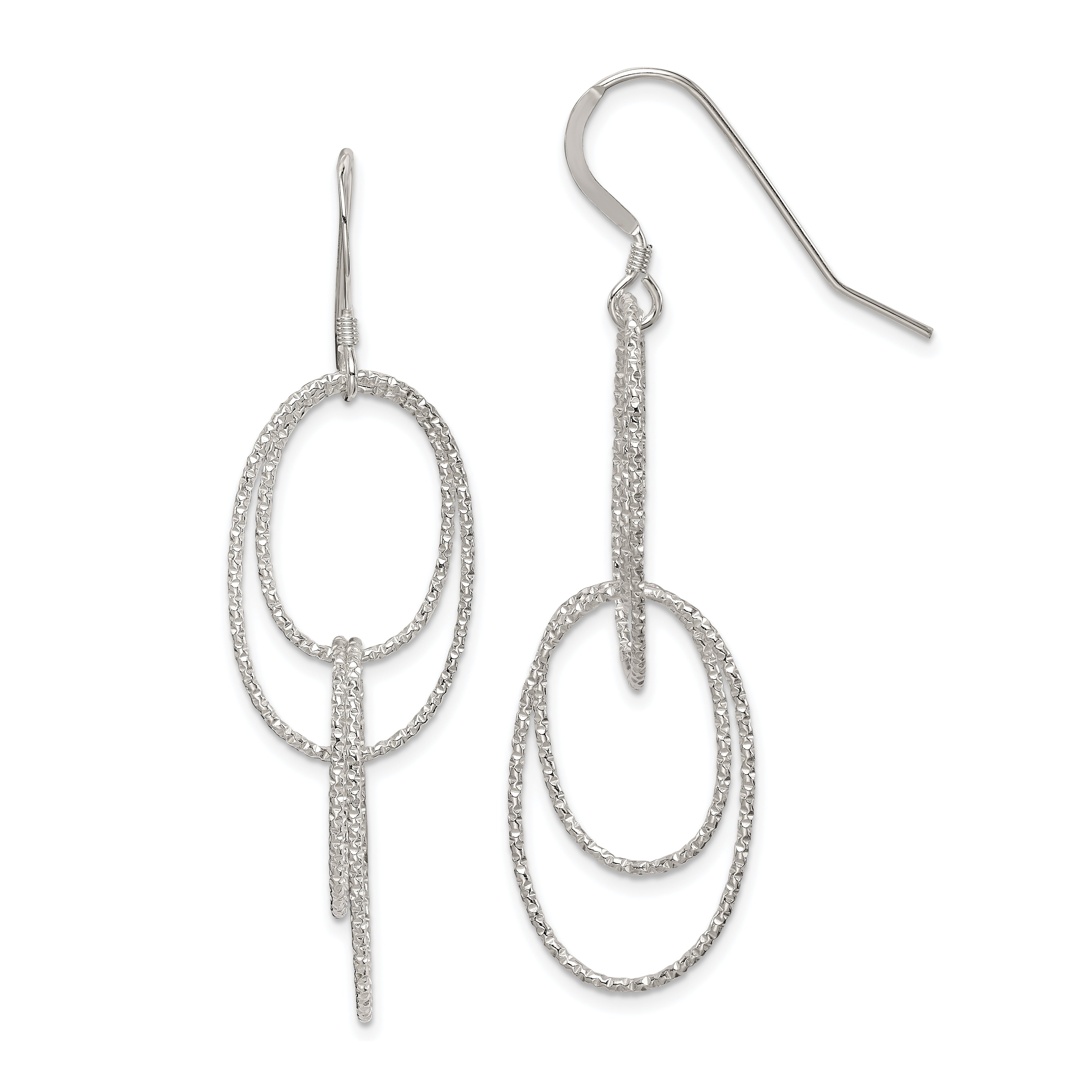 Sterlingsilber Strukturiert Multi Intertwined Ovals Ohrhänger