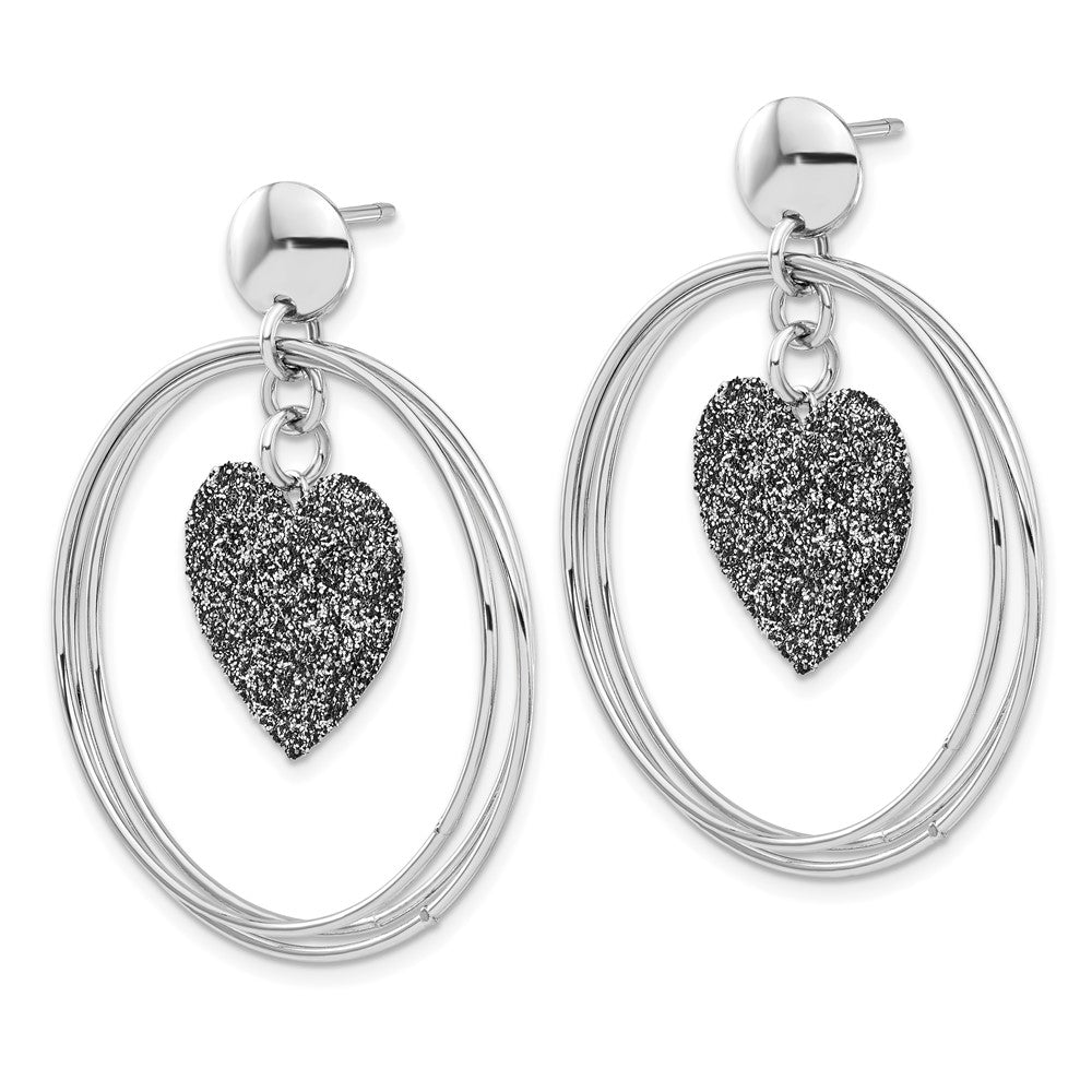 Sterlingsilber Rhodiniert Glitzer Emaille Herz Ohrstecker