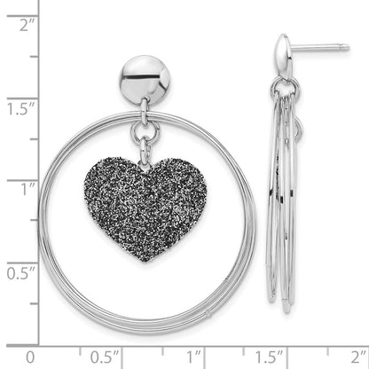 Sterlingsilber Rhodiniert Glitzer Emaille Herz Ohrstecker