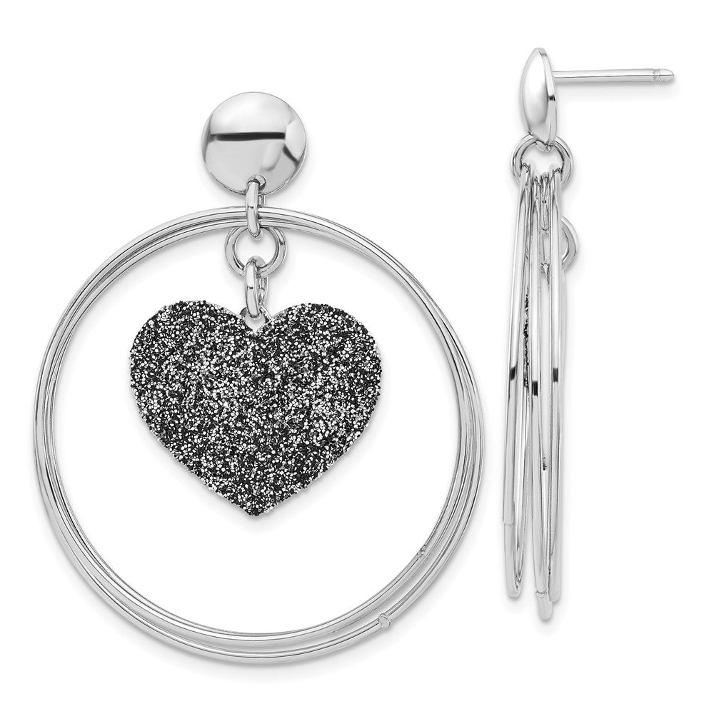 Sterlingsilber Rhodiniert Glitzer Emaille Herz Ohrstecker