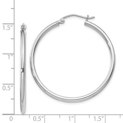 Sterlingsilber Rhodiniert 2mm Rund Creolen