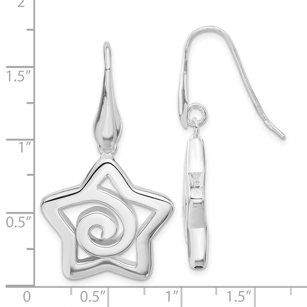 Sterlingsilber Poliert Stern Hängend Ohrstecker