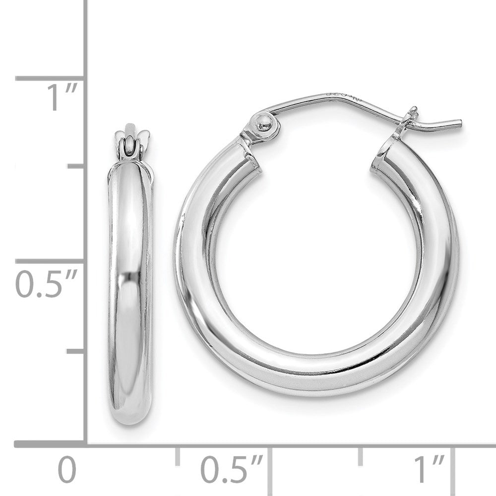 Sterlingsilber Rhodiniert 3mm Rund Creolen