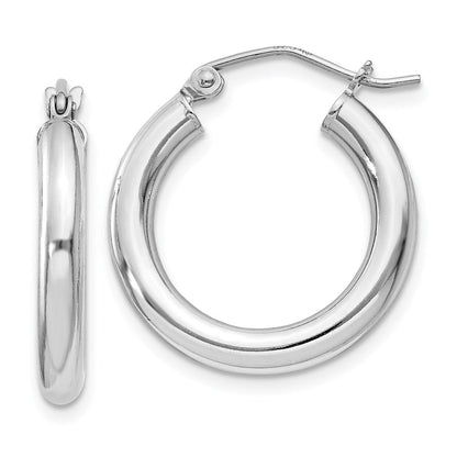 Sterlingsilber Rhodiniert 3mm Rund Creolen