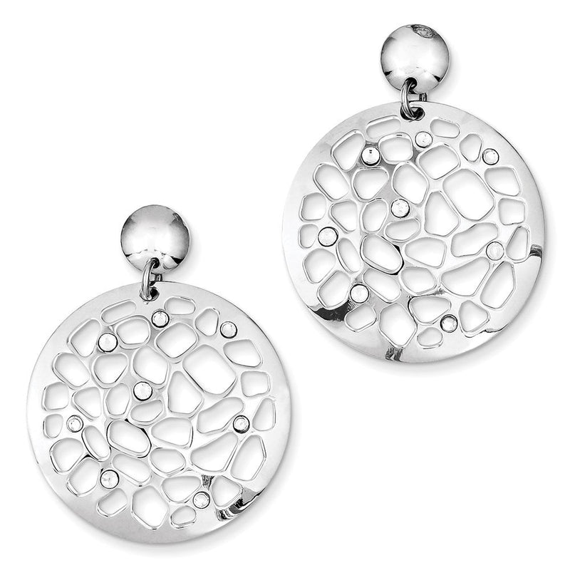 Sterlingsilber Rhodiniert Plättchen mit Crystals Ohrstecker