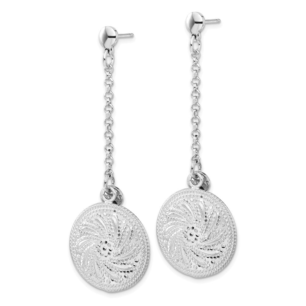 Sterlingsilber Rhodiniert Diamantiert Kreis Discs Stecker Ohrhänger