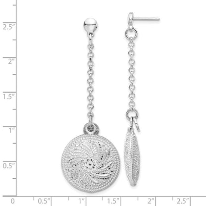 Sterlingsilber Rhodiniert Diamantiert Kreis Discs Stecker Ohrhänger