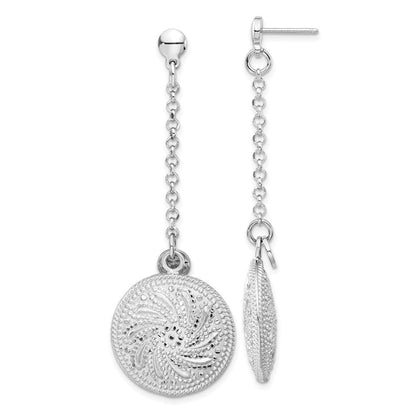Sterlingsilber Rhodiniert Diamantiert Kreis Discs Stecker Ohrhänger