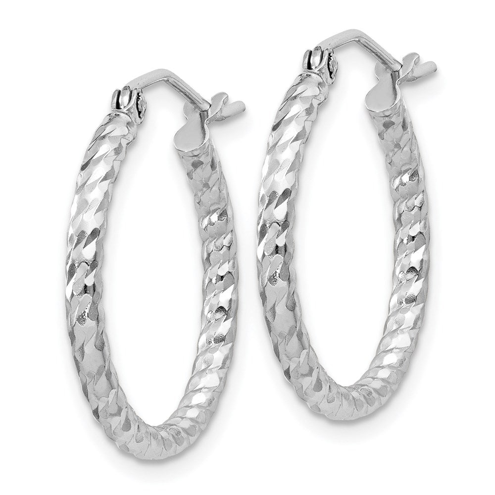 Sterlingsilber Rhodiniert Diamantiert 2x20mm Creolen