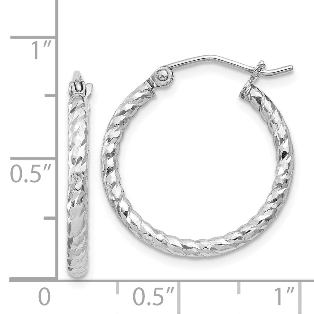 Sterlingsilber Rhodiniert Diamantiert 2x20mm Creolen