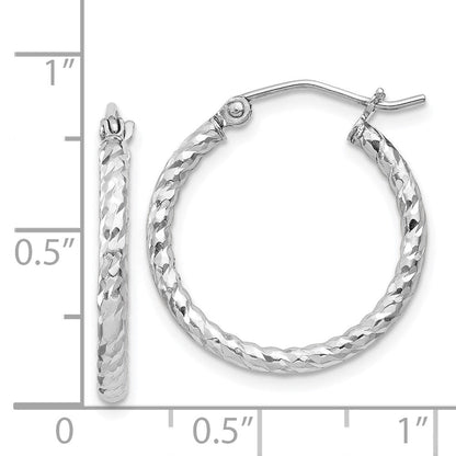 Sterlingsilber Rhodiniert Diamantiert 2x20mm Creolen