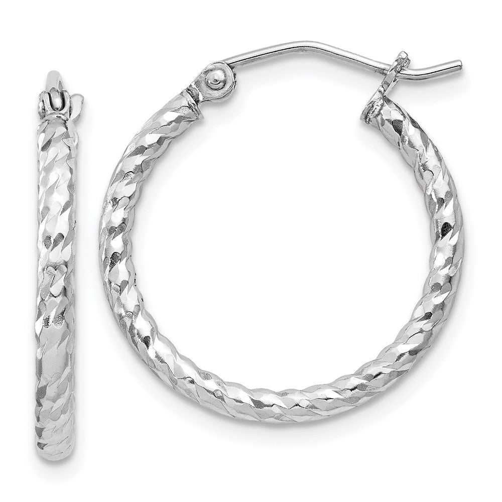 Sterlingsilber Rhodiniert Diamantiert 2x20mm Creolen