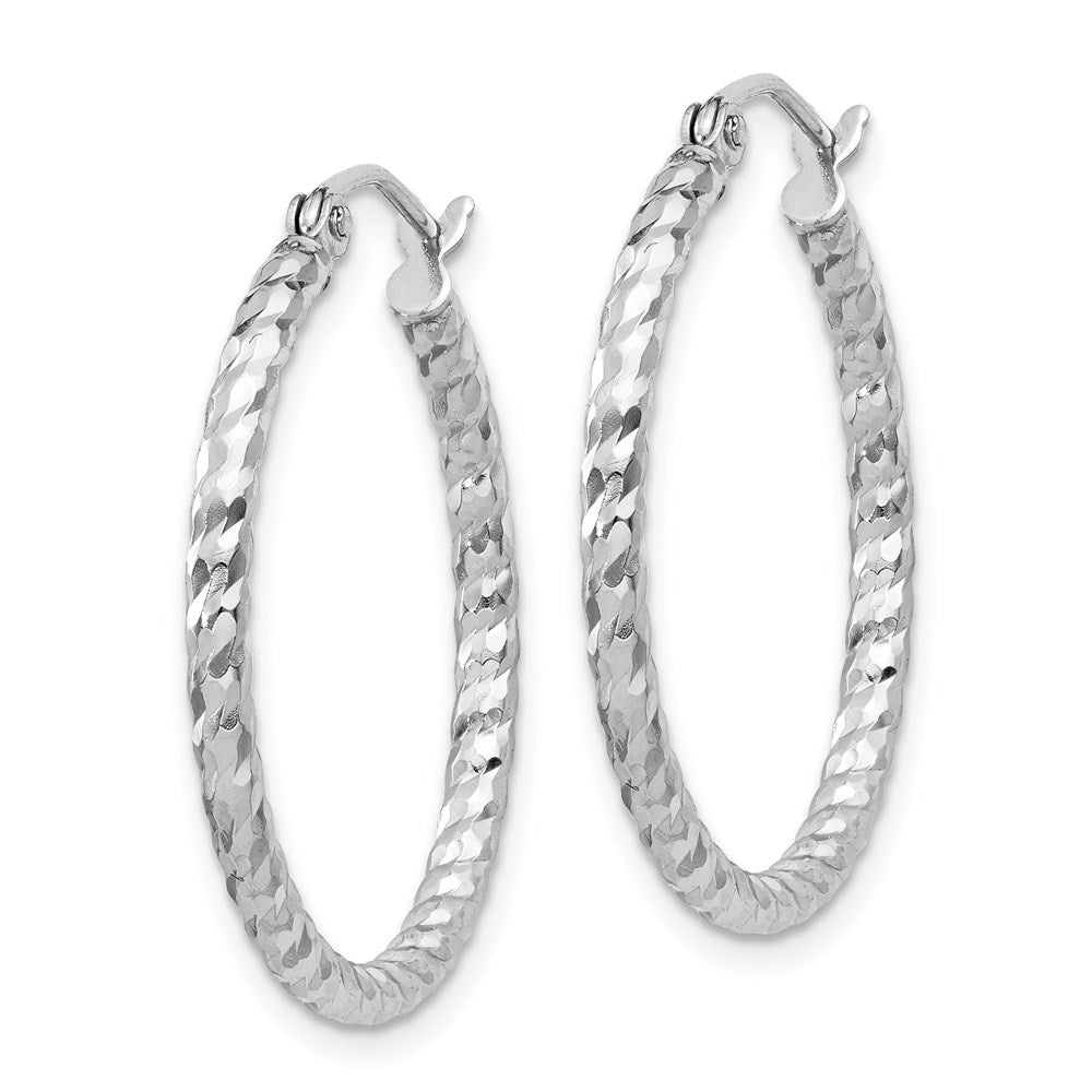 Sterlingsilber Rhodiniert Diamantiert 2x25mm Creolen