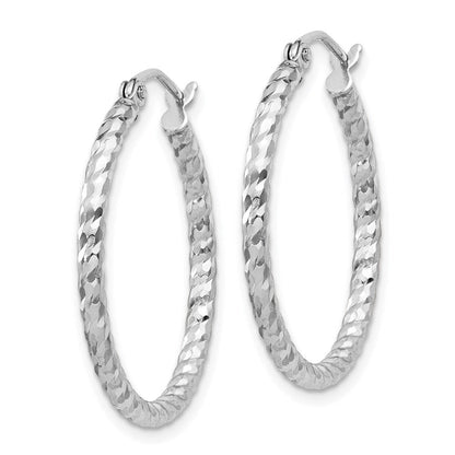 Sterlingsilber Rhodiniert Diamantiert 2x25mm Creolen