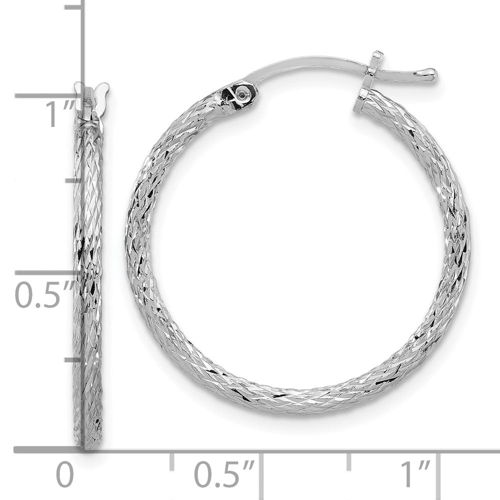Sterlingsilber Rhodiniert Diamantiert 2x25mm Creolen