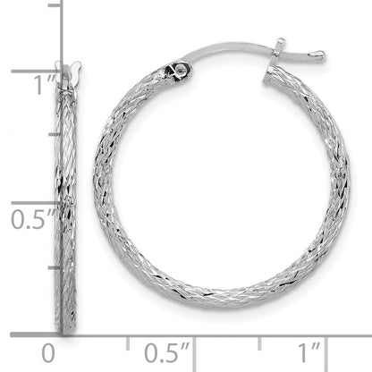 Sterlingsilber Rhodiniert Diamantiert 2x25mm Creolen