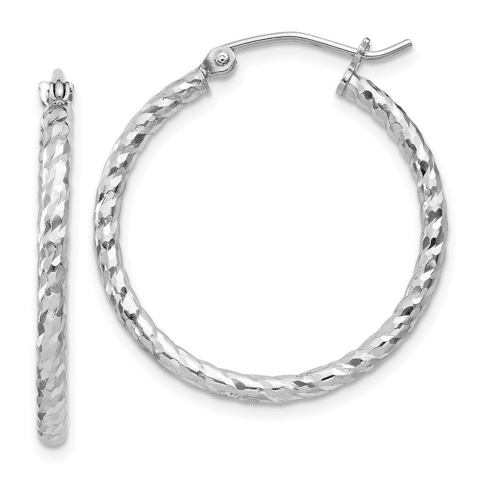 Sterlingsilber Rhodiniert Diamantiert 2x25mm Creolen