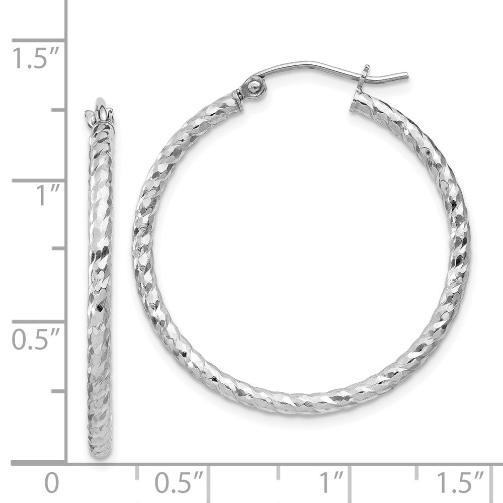 Sterlingsilber Rhodiniert Diamantiert 2x30mm Creolen