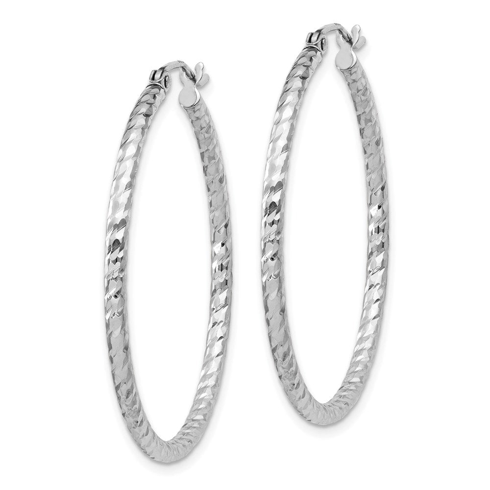 Sterlingsilber Rhodiniert Diamantiert 2x35mm Creolen