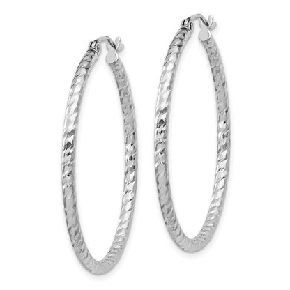 Sterlingsilber Rhodiniert Diamantiert 2x35mm Creolen