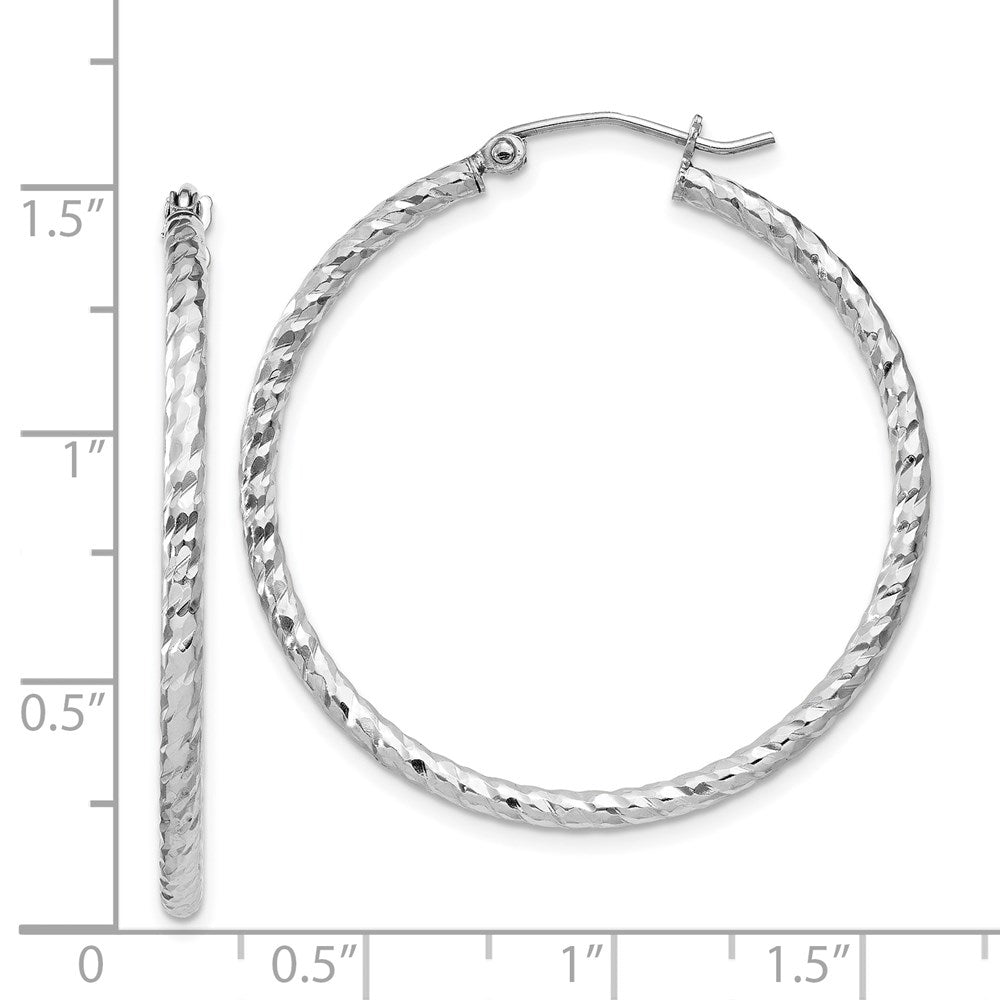 Sterlingsilber Rhodiniert Diamantiert 2x35mm Creolen