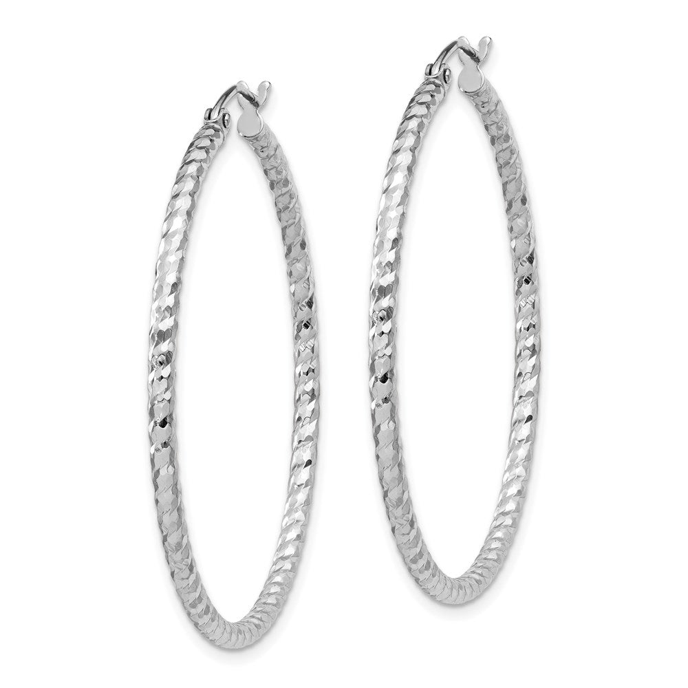 Sterlingsilber Rhodiniert Diamantiert 2x40mm Creolen