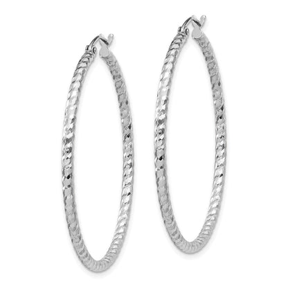 Sterlingsilber Rhodiniert Diamantiert 2x40mm Creolen