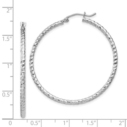 Sterlingsilber Rhodiniert Diamantiert 2x40mm Creolen