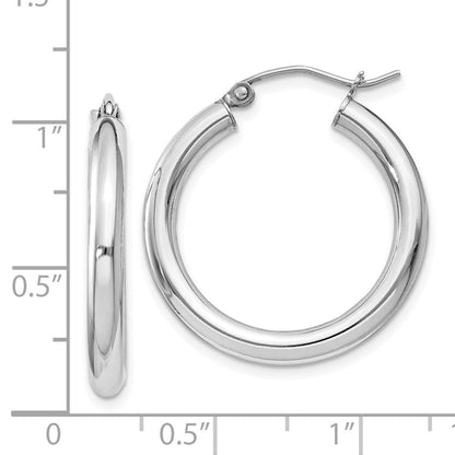 Sterlingsilber Rhodiniert 3mm Rund Creolen