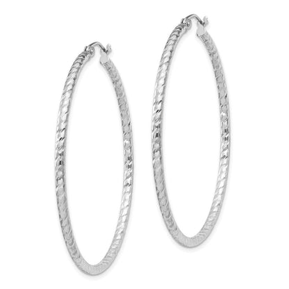 Sterlingsilber Rhodiniert Diamantiert 2x45mm Creolen