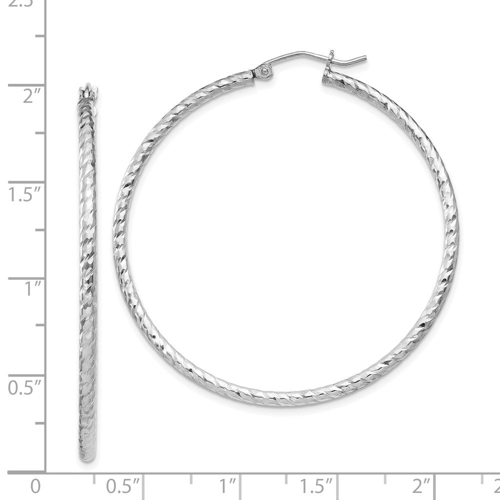 Sterlingsilber Rhodiniert Diamantiert 2x45mm Creolen
