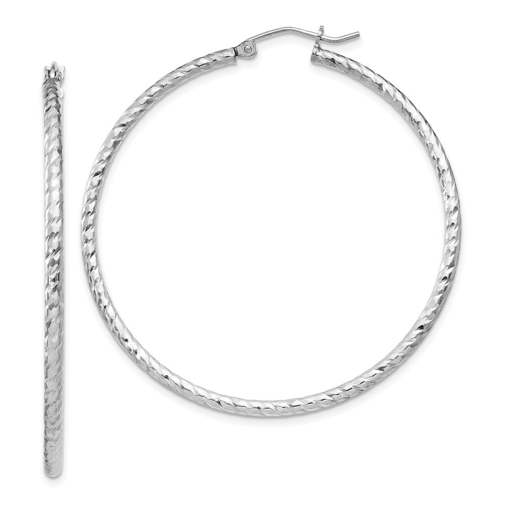 Sterlingsilber Rhodiniert Diamantiert 2x45mm Creolen