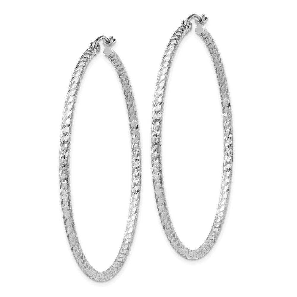 Sterlingsilber Rhodiniert Diamantiert 2x50mm Creolen