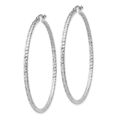 Sterlingsilber Rhodiniert Diamantiert 2x50mm Creolen