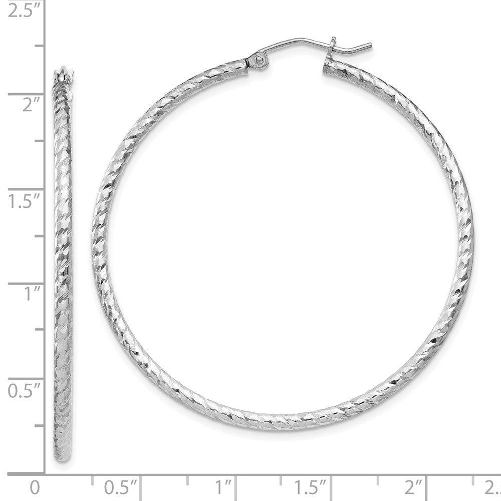 Sterlingsilber Rhodiniert Diamantiert 2x50mm Creolen