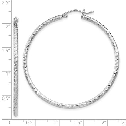 Sterlingsilber Rhodiniert Diamantiert 2x50mm Creolen