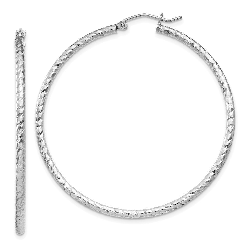 Sterlingsilber Rhodiniert Diamantiert 2x50mm Creolen