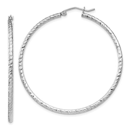 Sterlingsilber Rhodiniert Diamantiert 2x50mm Creolen