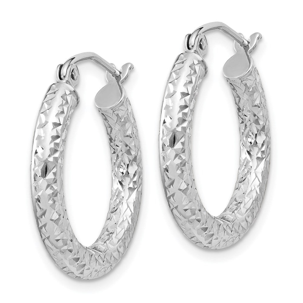 Sterlingsilber Rhodiniert Diamantiert 3x20mm Creolen