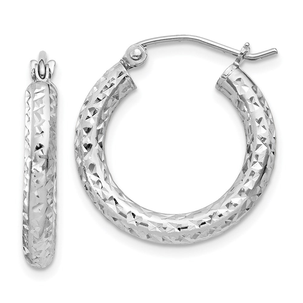 Sterlingsilber Rhodiniert Diamantiert 3x20mm Creolen