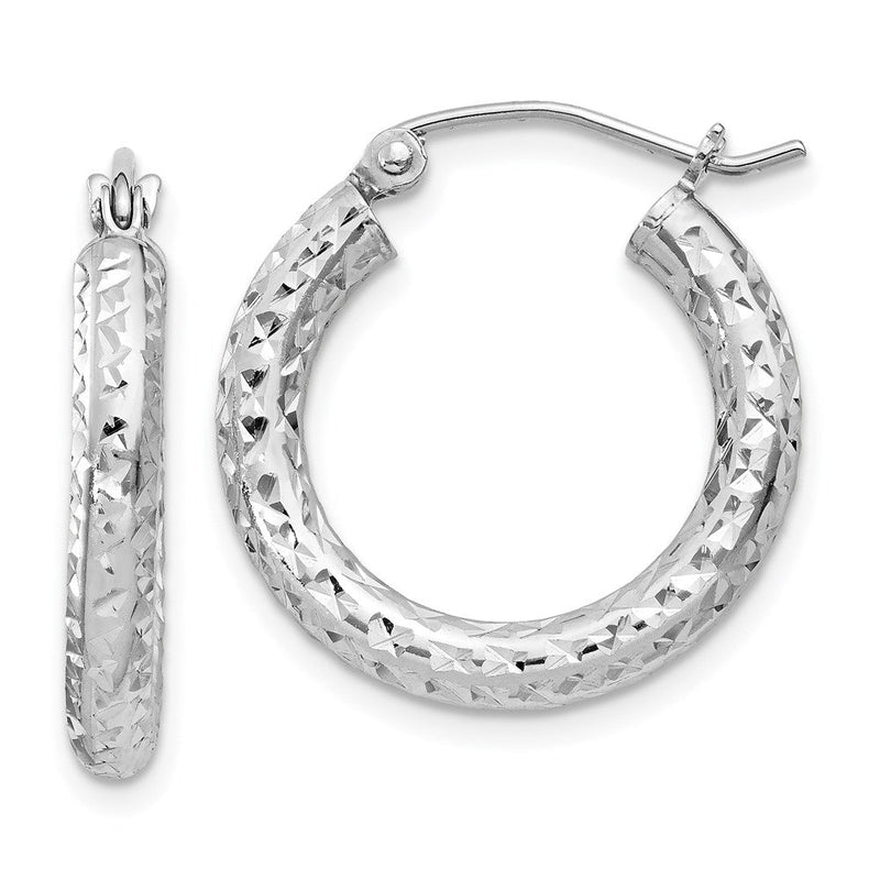 Sterlingsilber Rhodiniert Diamantiert 3x20mm Creolen