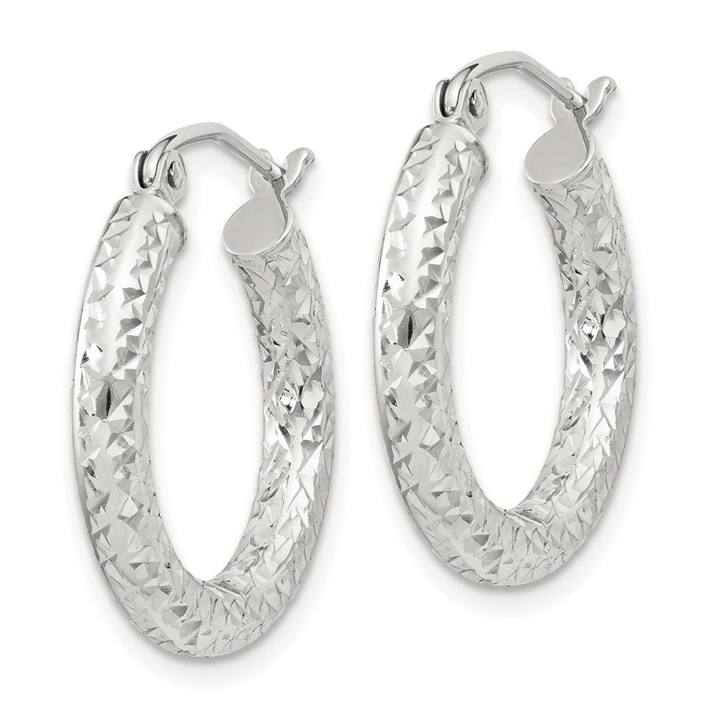 Sterlingsilber Diamantiert 3x20mm Creolen