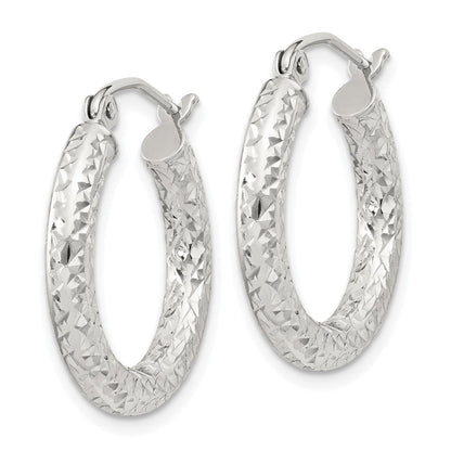 Sterlingsilber Diamantiert 3x20mm Creolen