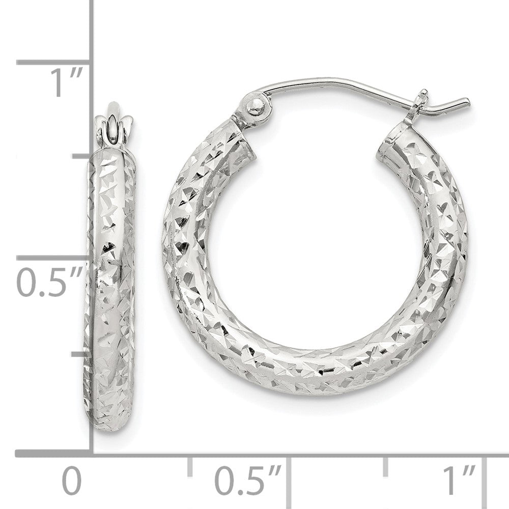 Sterlingsilber Diamantiert 3x20mm Creolen
