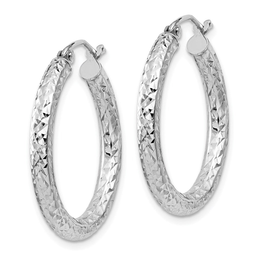 Sterlingsilber Rhodiniert Diamantiert 3x25mm Creolen